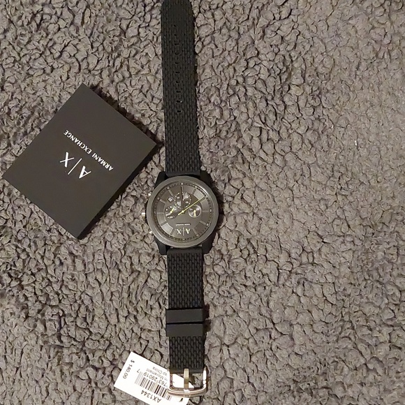 ARMANI EXCHANGE CHRONOGRAPH BLACK SILICONE WATCH AX1344 - Picture 4 of 8